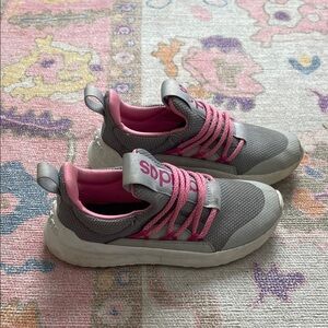adidas Kids Gray and Pink Slip-On Sneakers